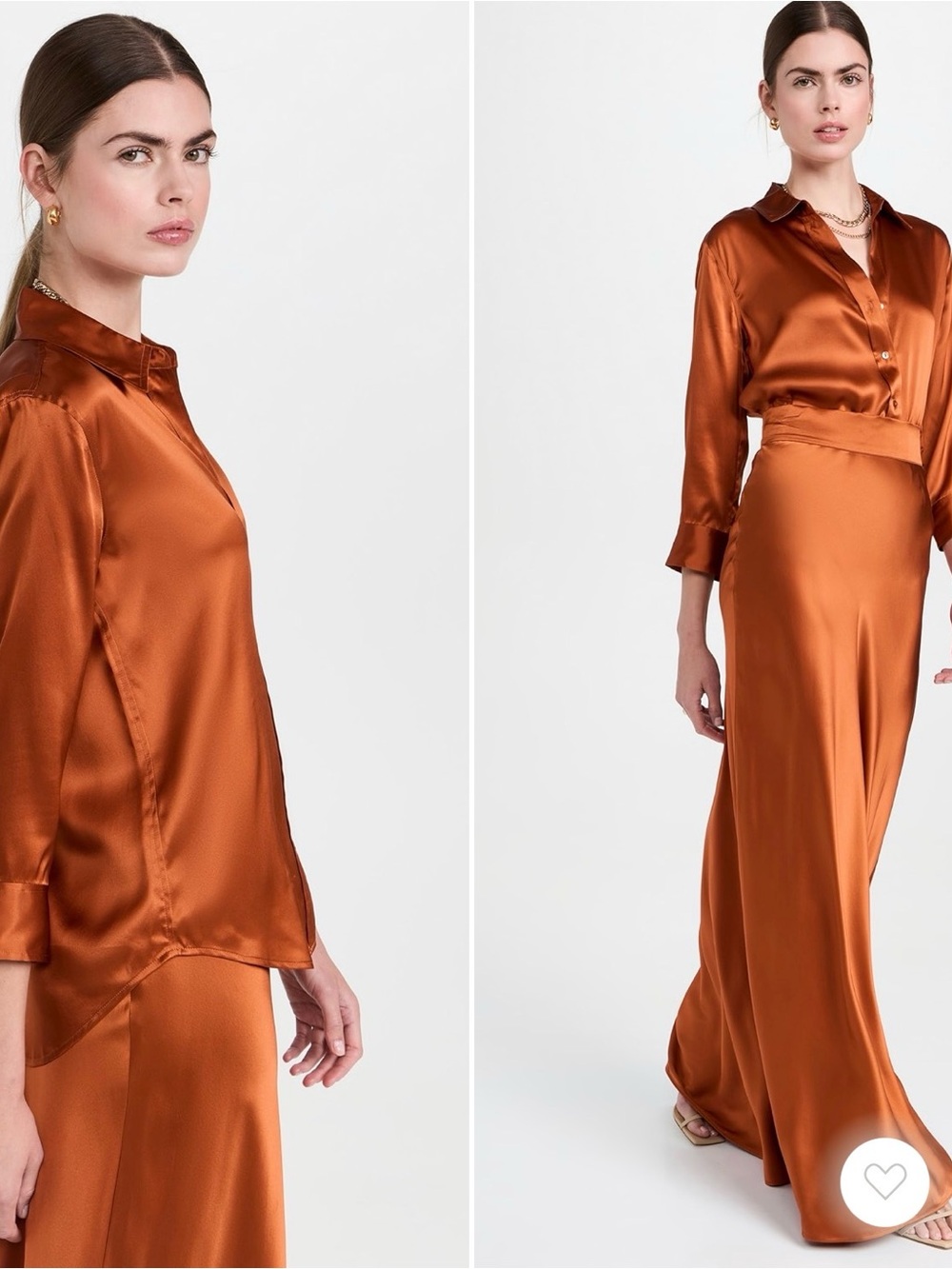 L'AGENCE Copper Satin Dani 3/4 Sleeve Blouse